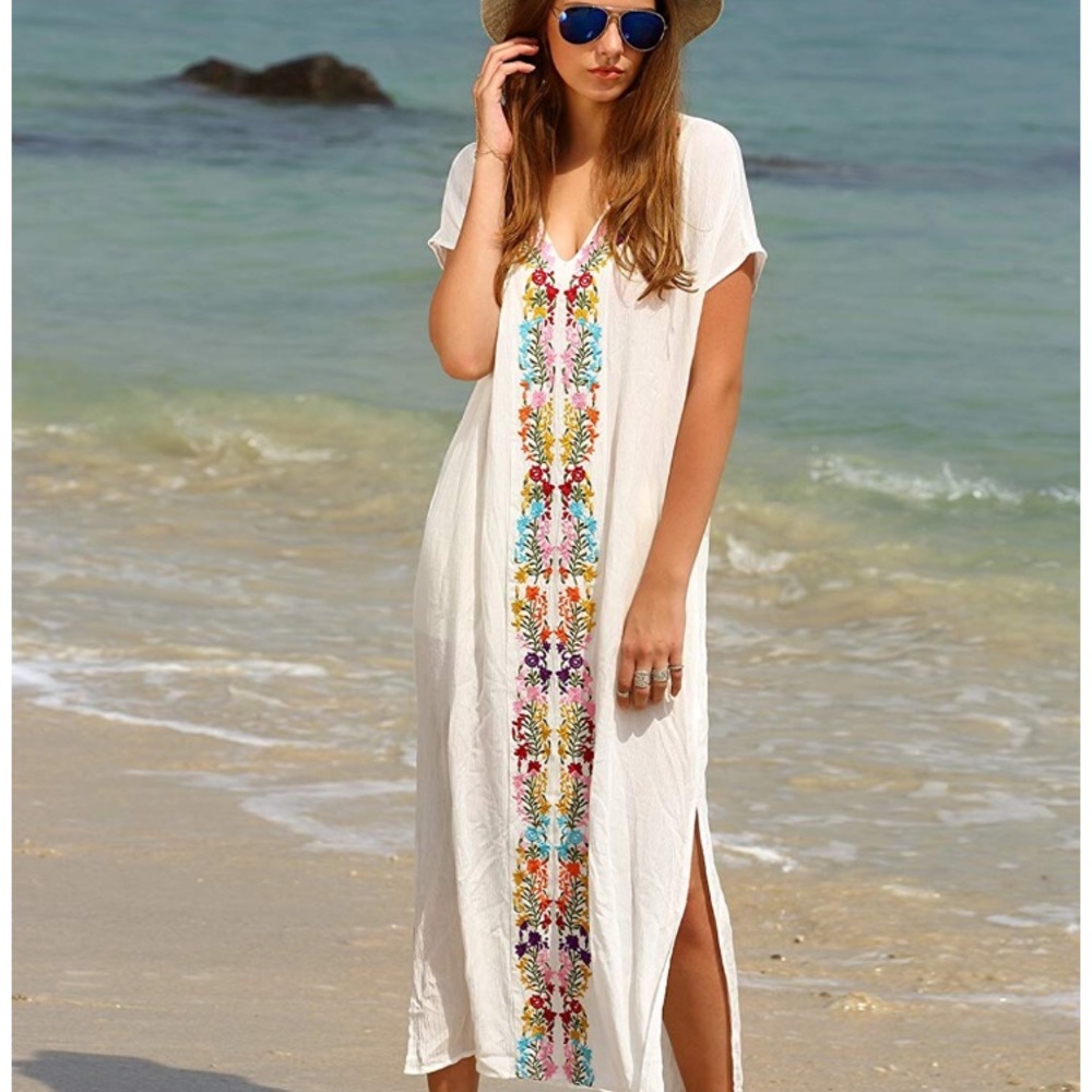 Bohemian floral embroidery dress by Milumia XS